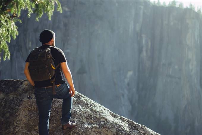 hiker on cliff