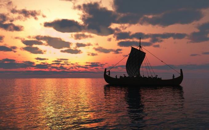 viking ship at twilight
