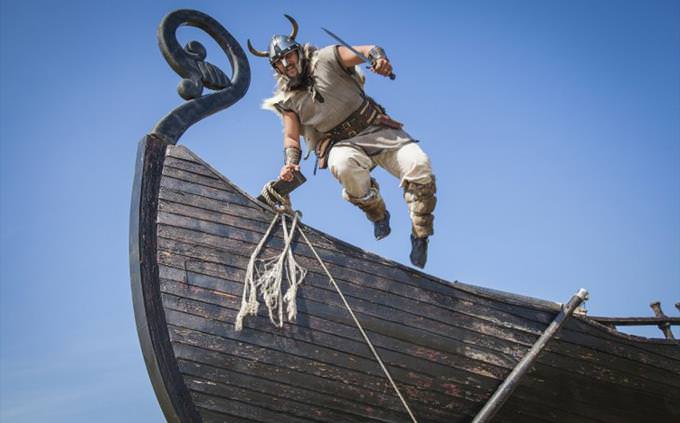 viking jumping off ship