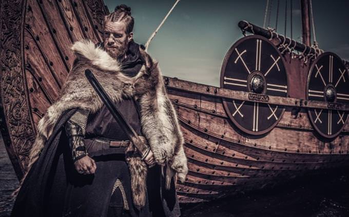 viking in front of ship