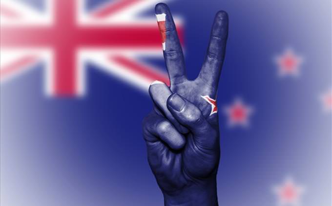 New Zealand flag and peace sign