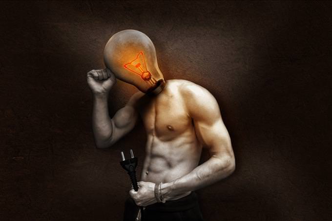 man with light bulb head