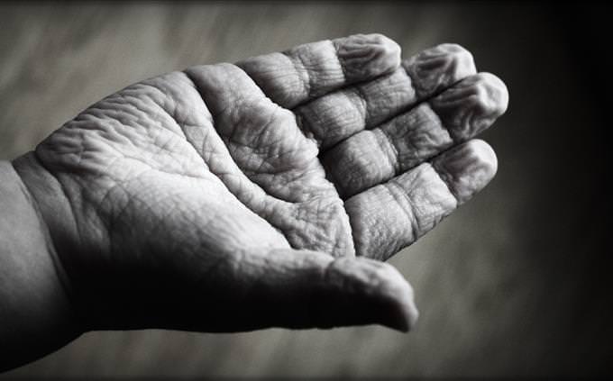 elderly person's hand