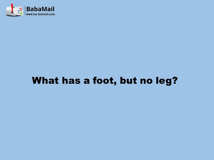 tricky riddles - What has a foot but no leg?