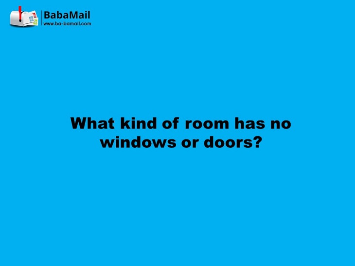 tricky riddles - What kind of room has no windows or doors?
