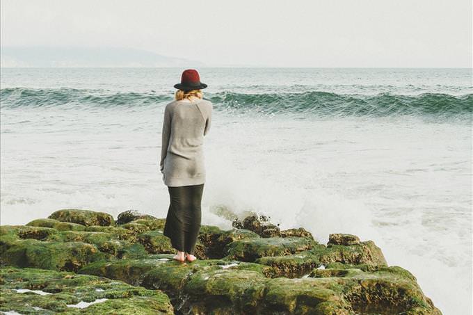 woman staring at sea