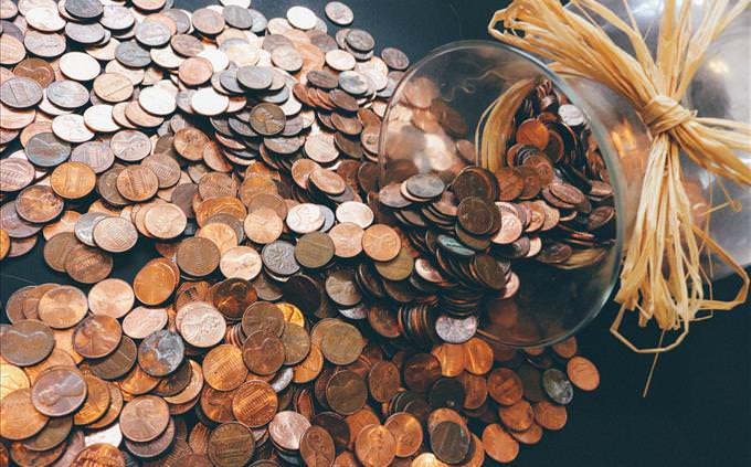 spilled jar of pennies