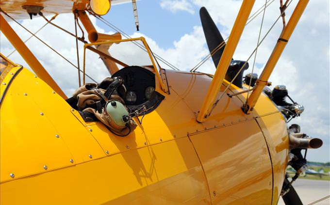 close-up of old yellow plane