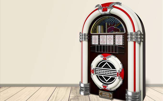 red and white jukebox