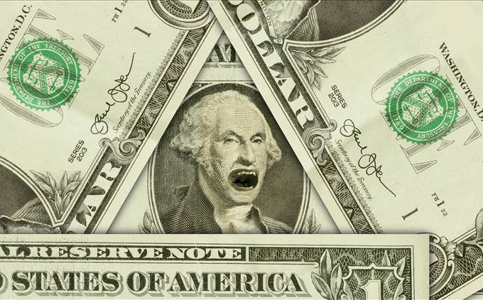 angry George Washington on dollar bill
