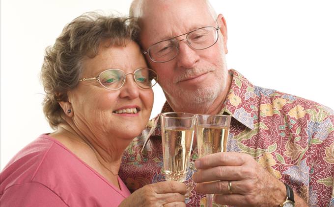 senior couple making a toast