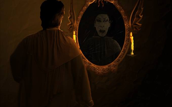 Dracula looking in mirror