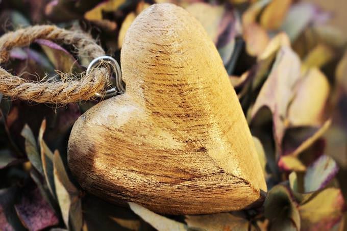 A heart carved from wood