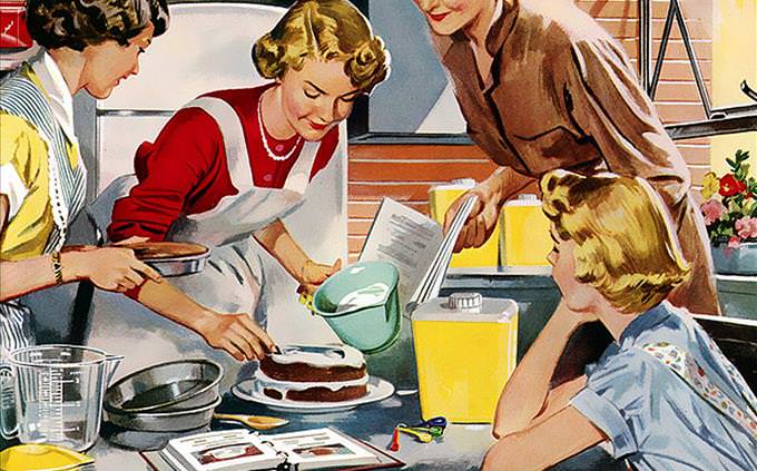 Vintage family baking