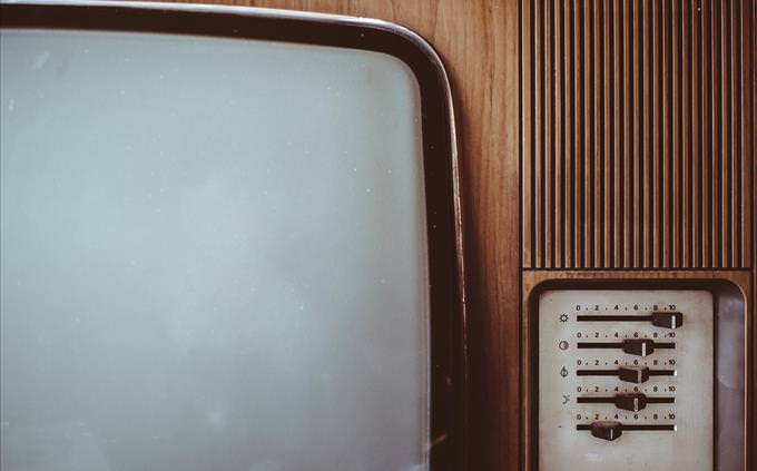 close-up of vintage TV