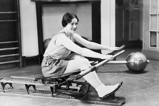 vintage woman in gym