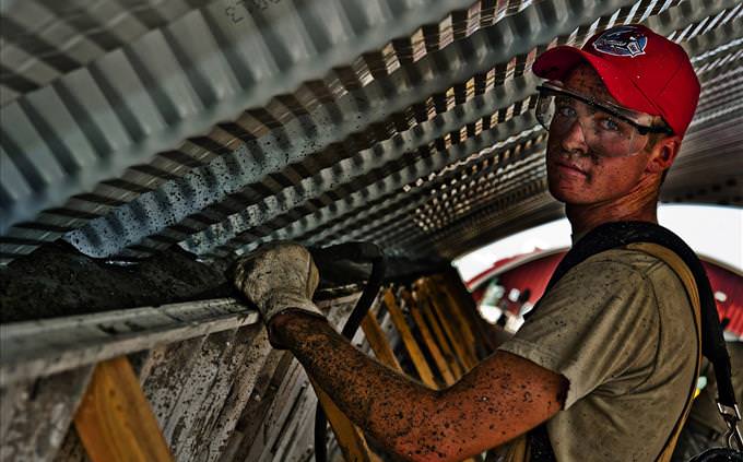 construction worker with red cap