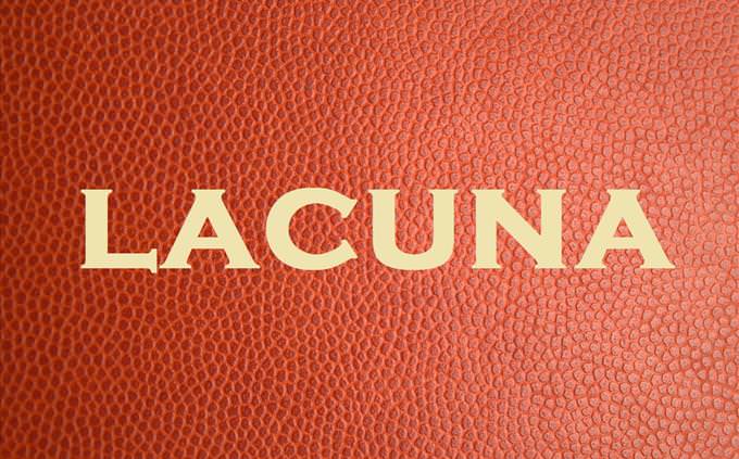 'lacuna' on red leather background