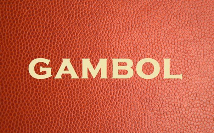 'gambol' on red leather background