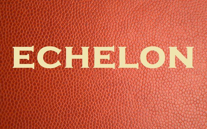'echelon' on red leather background