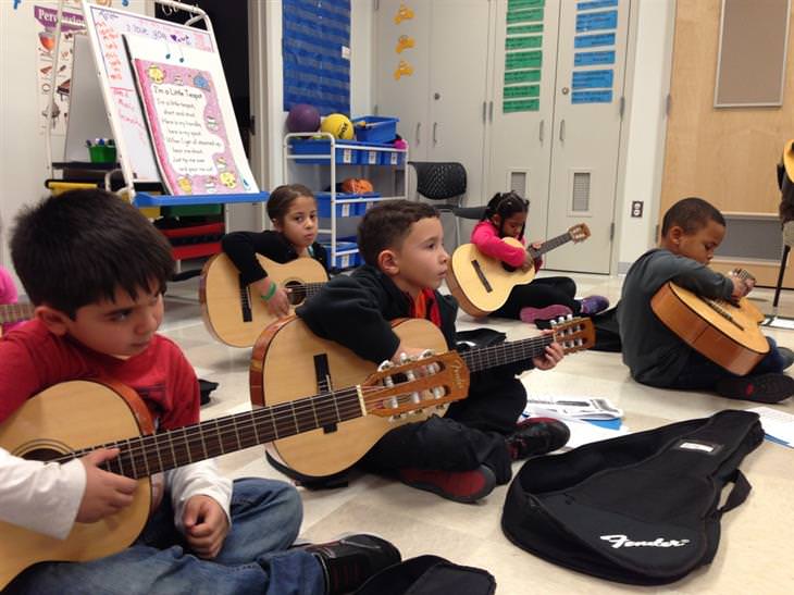 child playing an instrument