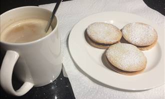 alfajor cookies and coffee
