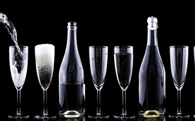 Champagne glasses and bottles
