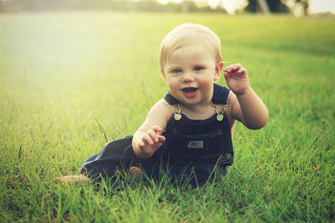 A baby in the field