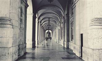 A corridor with arches