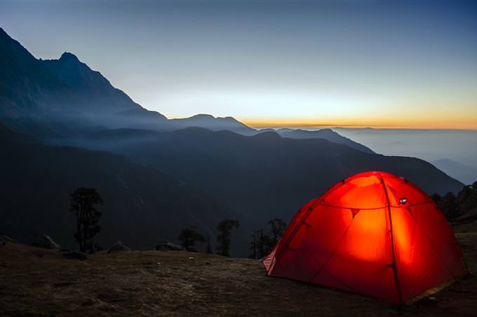 A tent on a mountain