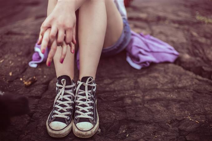 A girl sitting on the floor