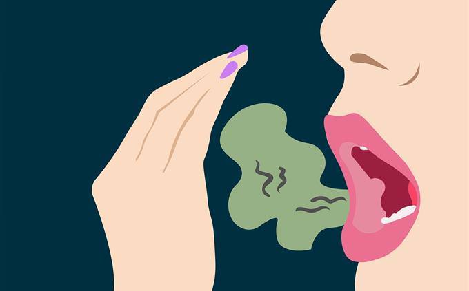 Illustration of a woman with bad breath