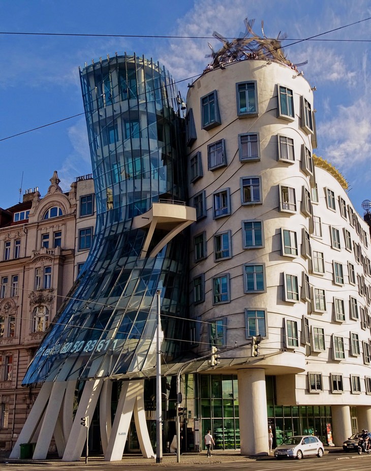 architecture: The Dancing House in Prague, Czech Republic