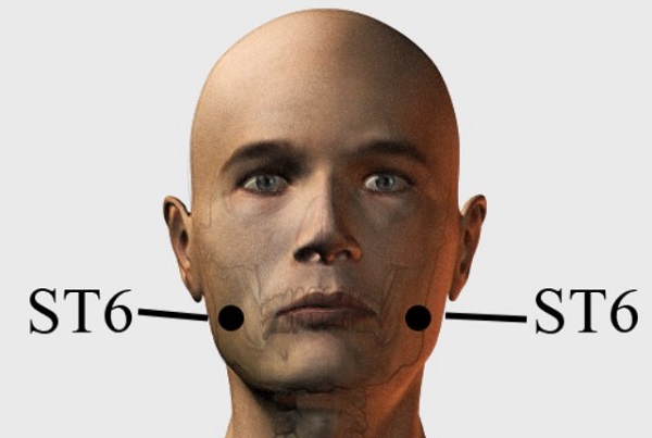 Acupressure for toothache: ST6 jaw pressure point