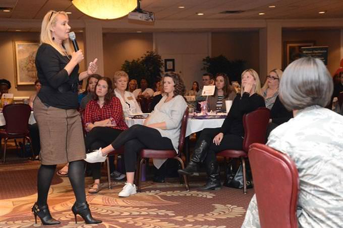 Personality test: A woman speaking in front of an audience