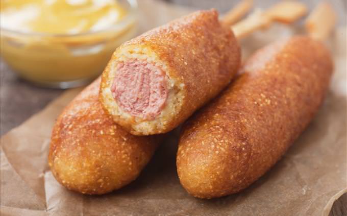 corn dogs and mustard