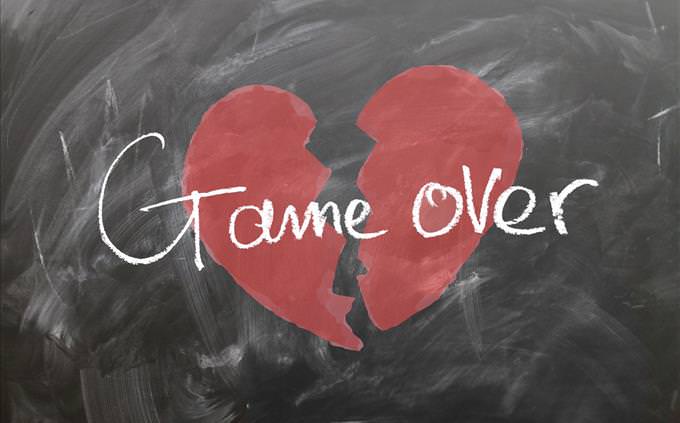 broken heart game over on chalk board