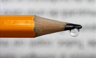 water drop on pencil tip