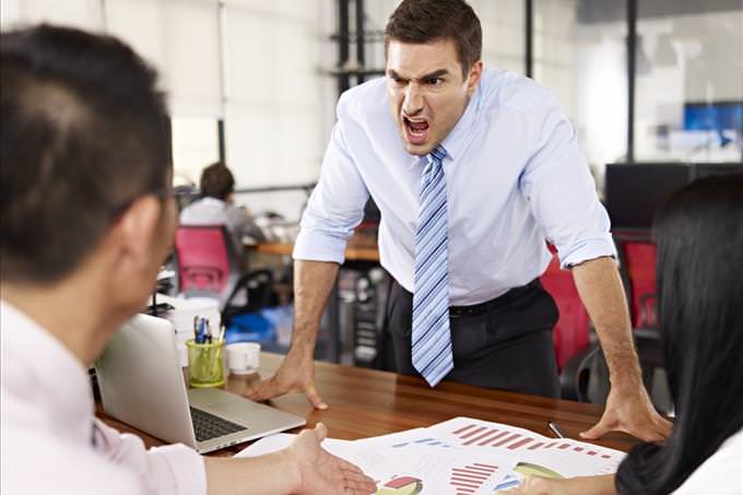 office worker losing his temper