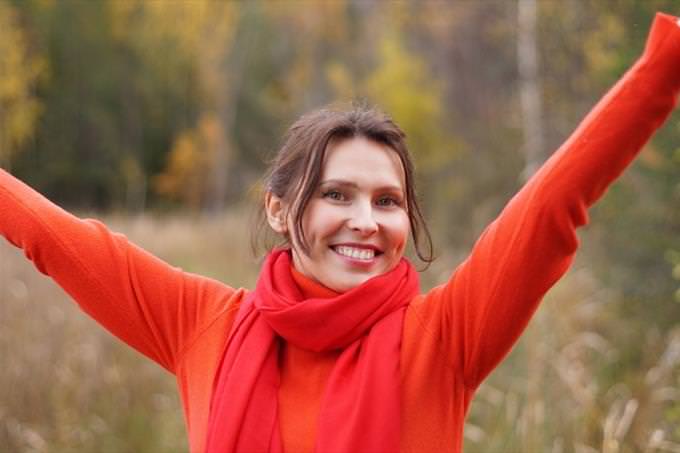 woman with hands in the air