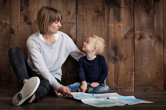 Mother and child looking at each other