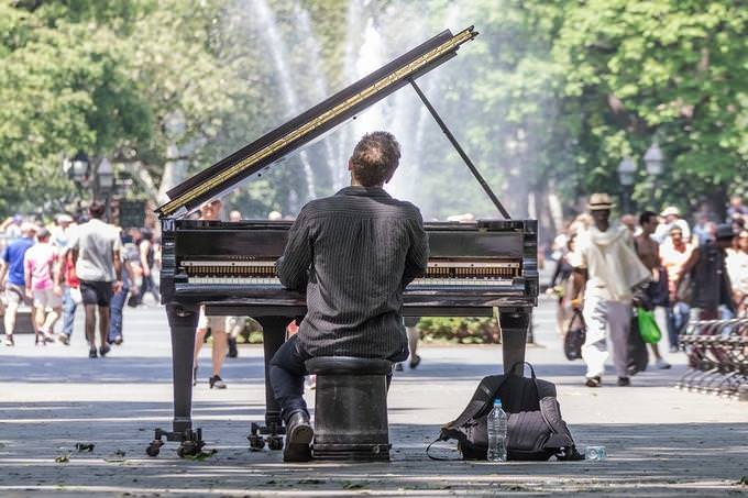 Personality Test: A man playing a piano on the street