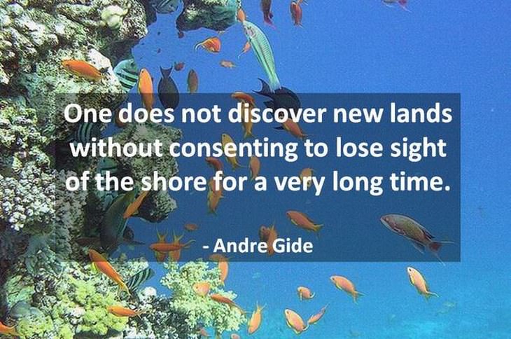 beautiful quotes: One does not discover new lands without consenting to lose sight of the shore for a very long time.