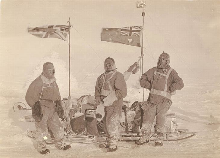 En plena marcha en trineo en la meseta, 1911-1914