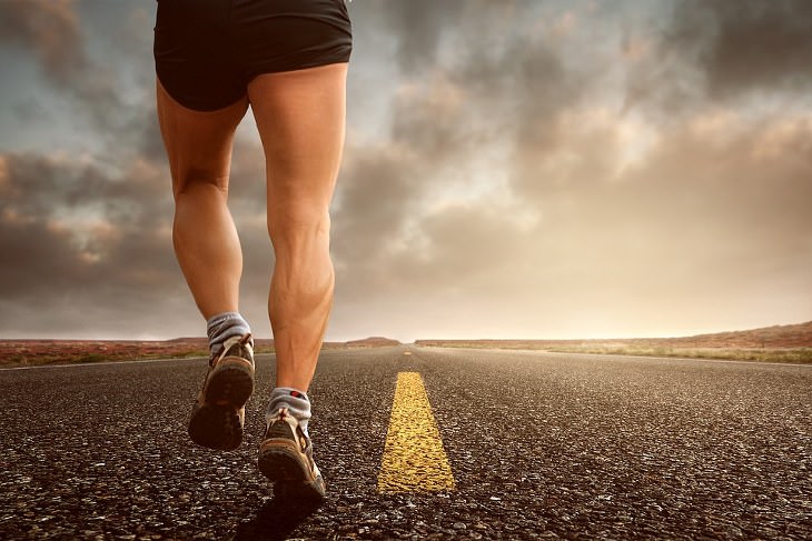 senior man jogging on highway