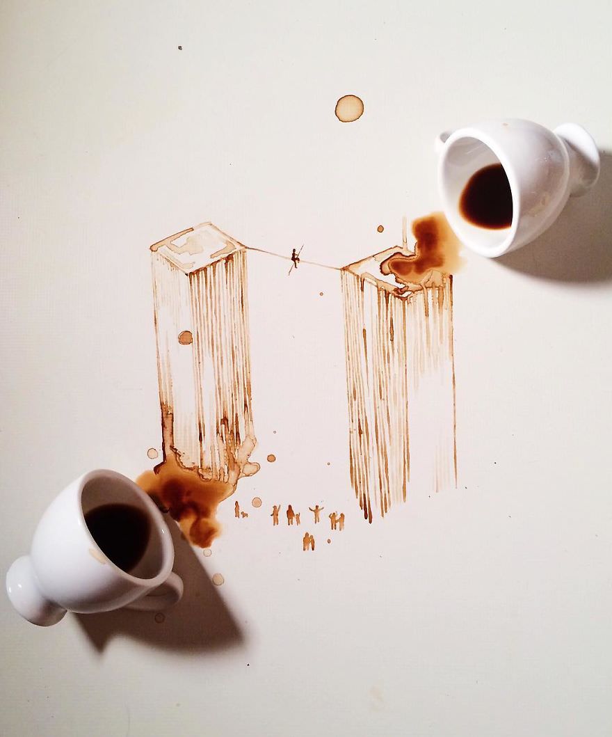Amazing Spilled Coffee Art