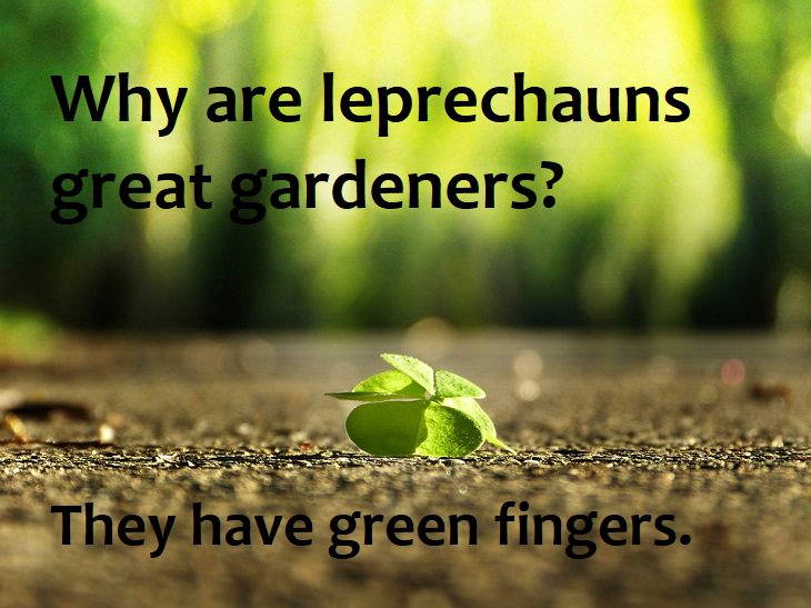 Why are leprechauns great gardeners? They have green fingers.
