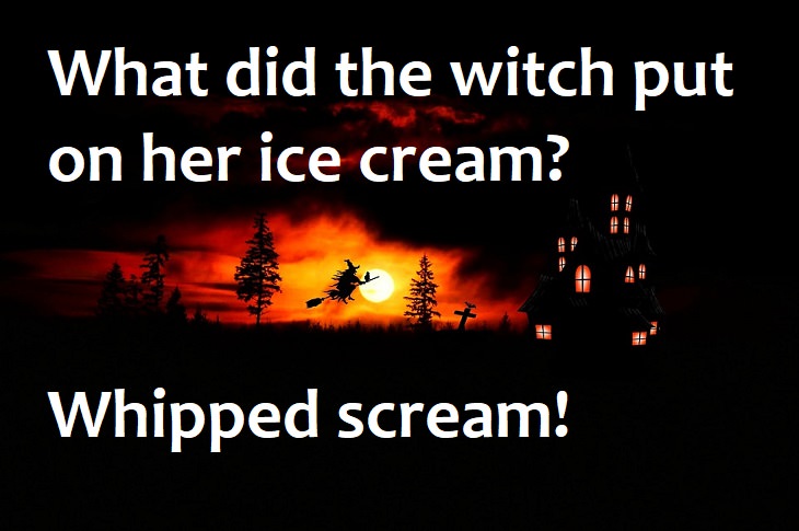 What did the witch put on her ice cream? Whipped scream!
