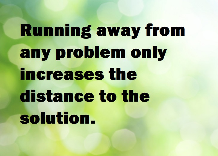 Beautiful Quotes - Running away from any problem only increases the distance to the solution.