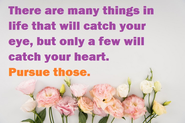 Beautiful Quotes - There are many things in life that will catch your eye, but only a few will catch your heart. Pursue those.